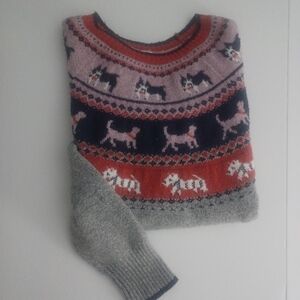 Holiday Time Faire Isle Yoke Dog Print Sweater Sz L